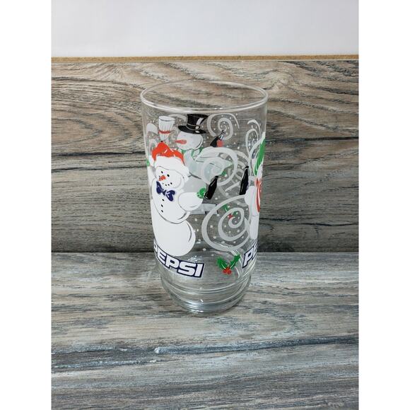 Pepsi Cola Soda Snowman Holiday Drinking Glass Clear - Picture 2 of 7